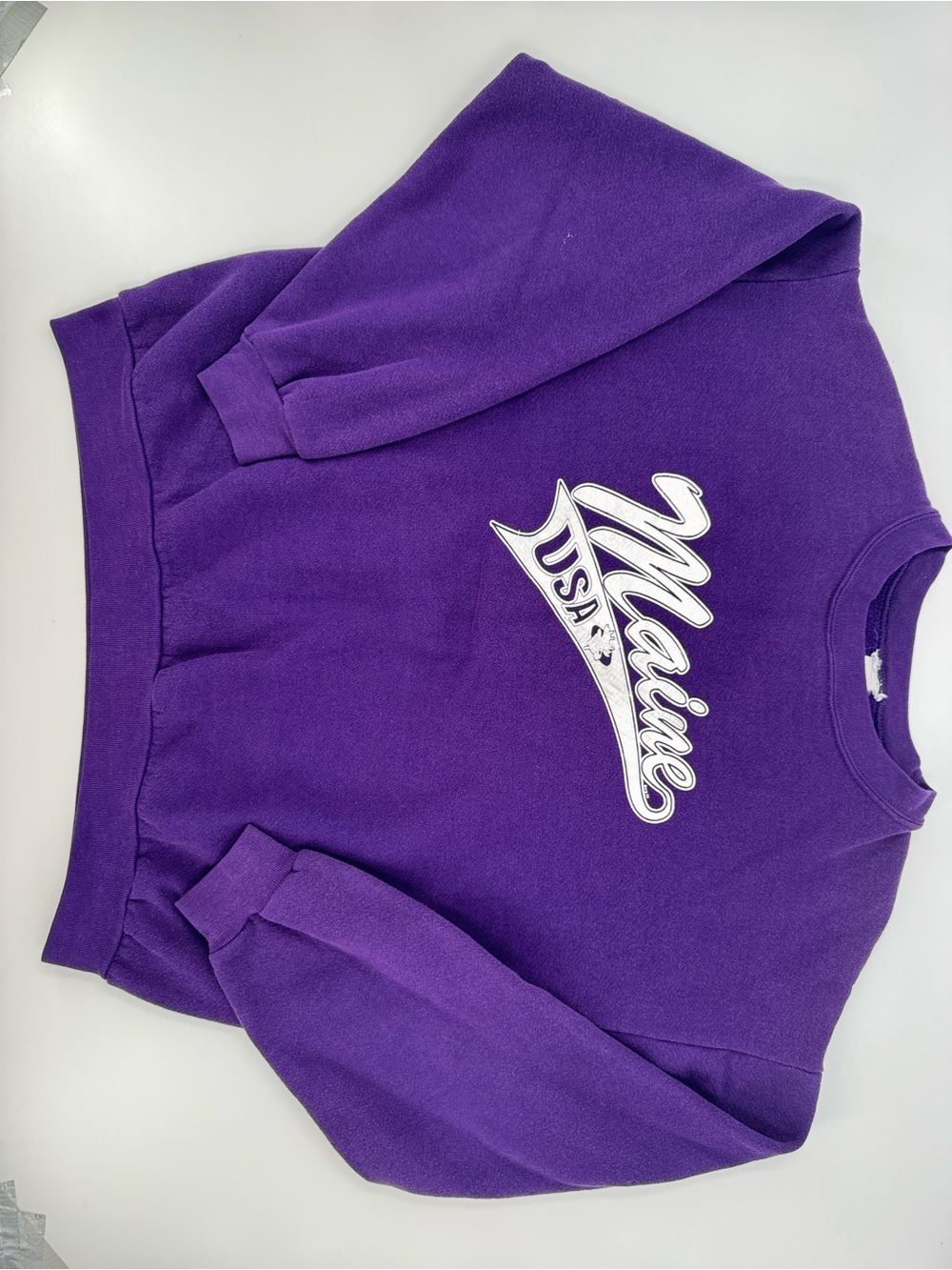 Purple 'Maine USA' Graphic Sweatshirt Size L